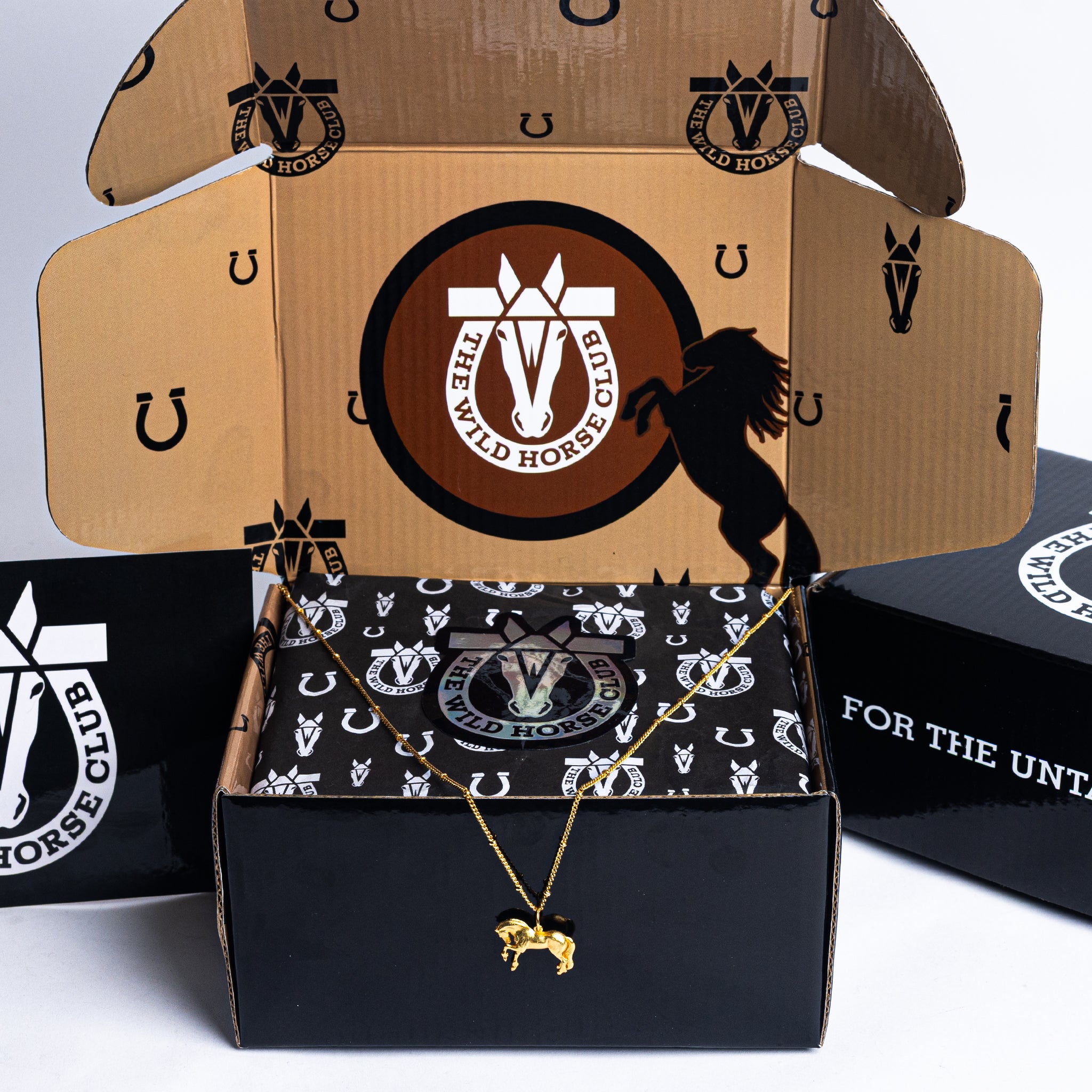 The Black King Friesian Horse Pendant in Gold