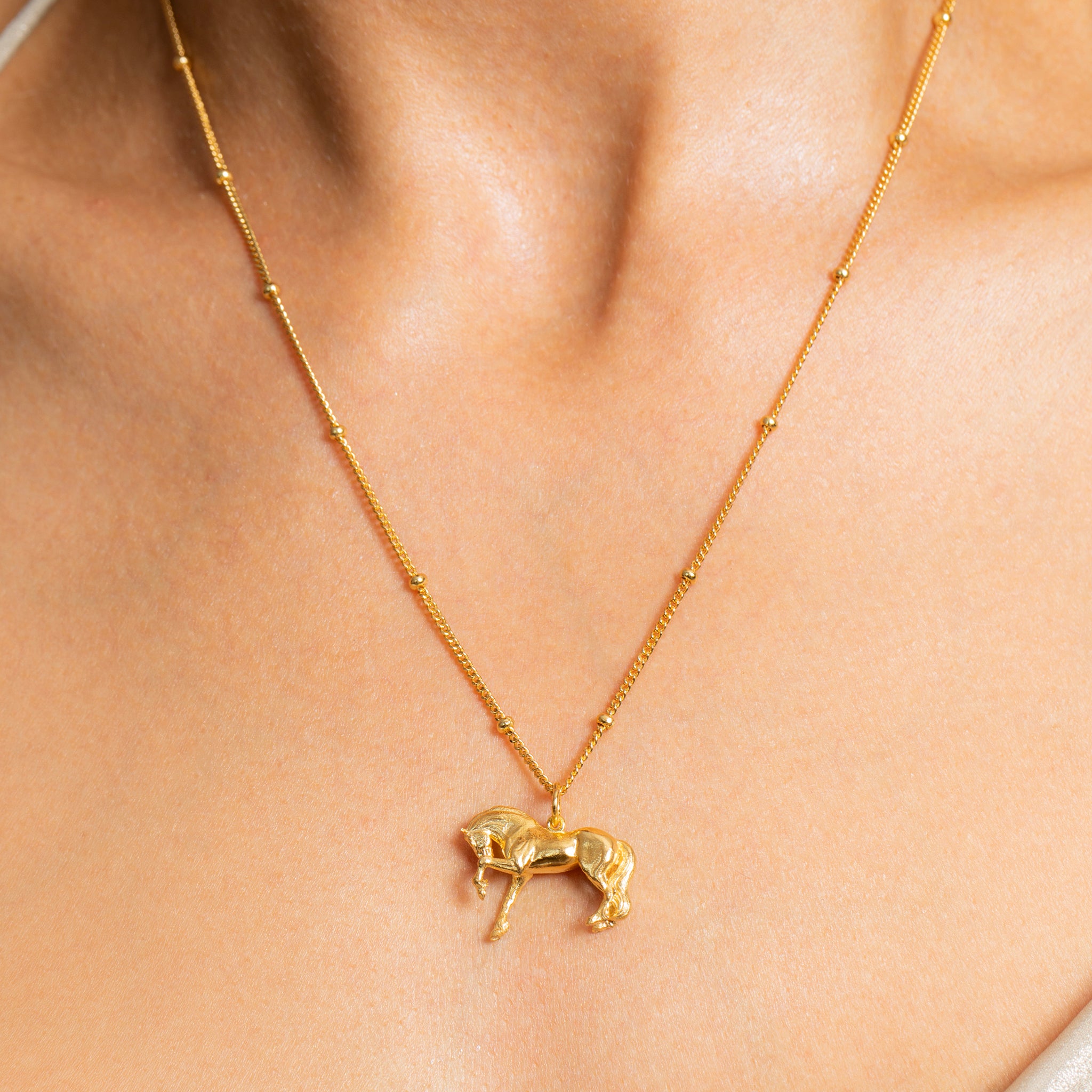 The Black King  Friesian Horse Pendant in Gold