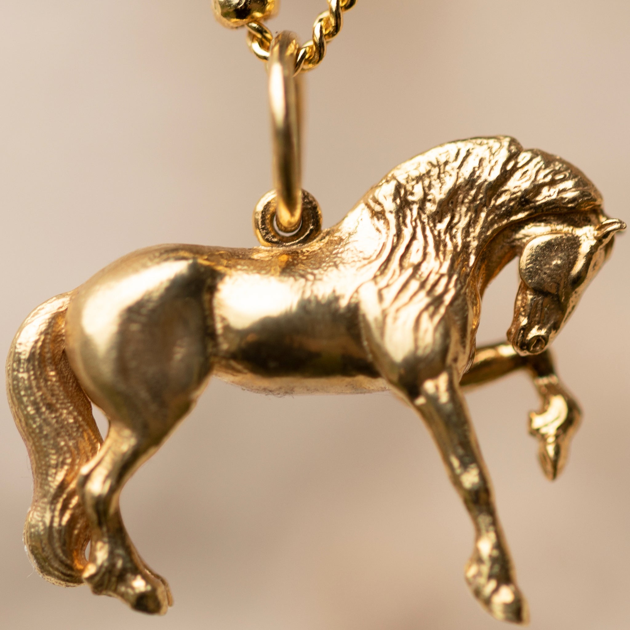 The Black King  Friesian Horse Pendant in Gold