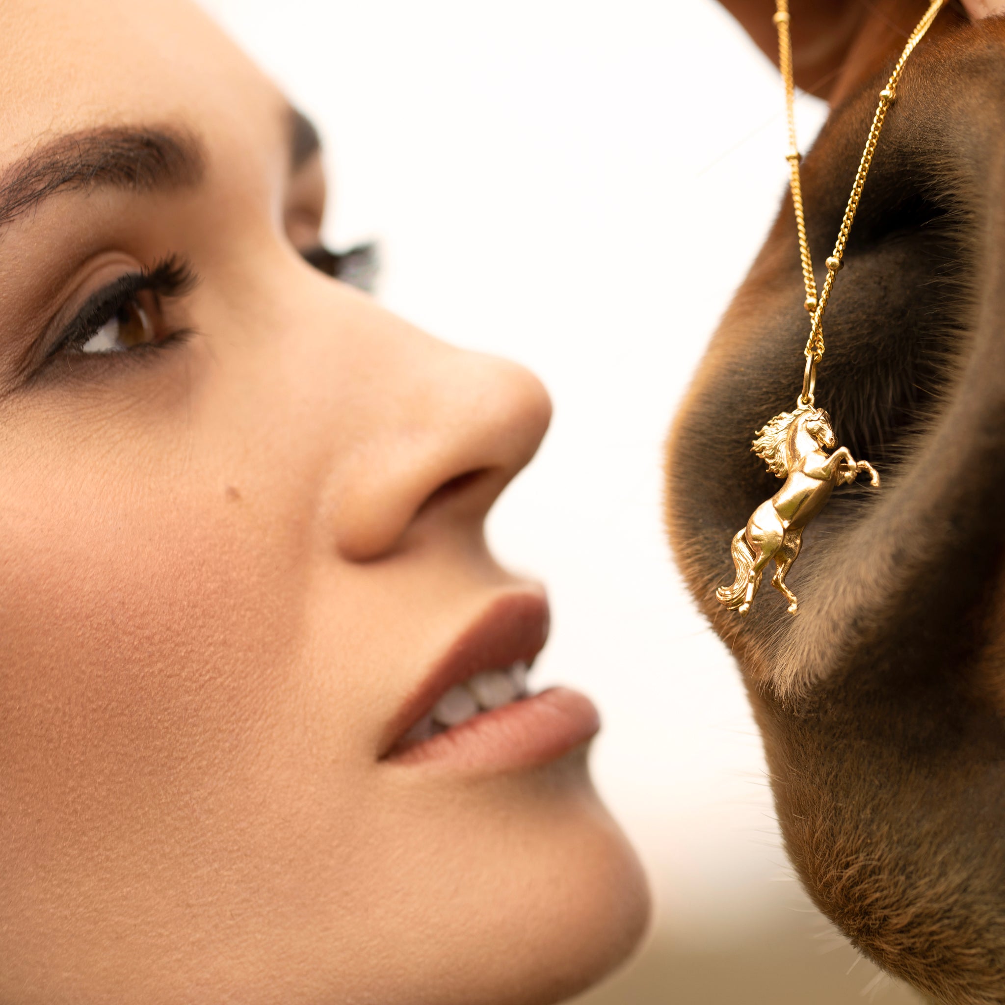 The Wild Flame Rearing Gold Horse Pendant