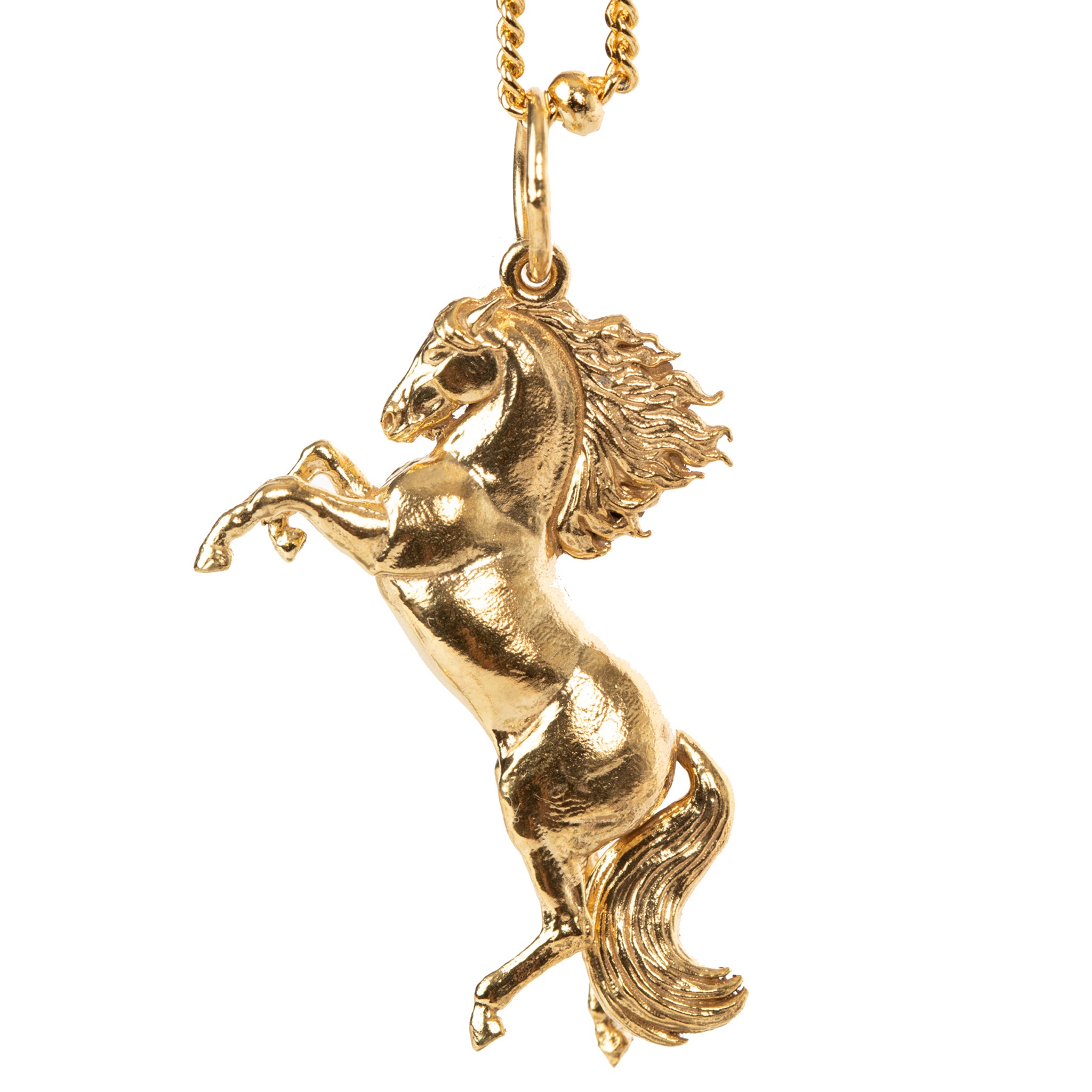 The Wild Flame Rearing Silver Horse Pendant