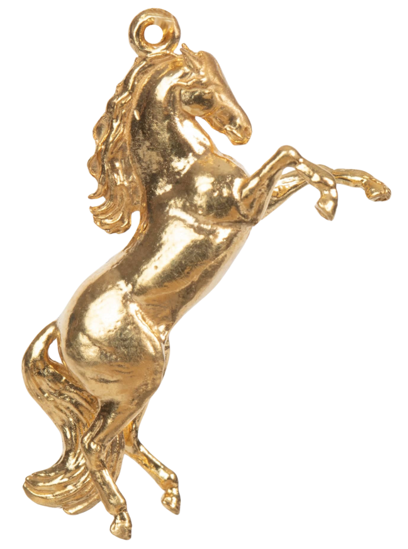 A highly detailed gold horse pendant, an excellent present idea for horse lovers
