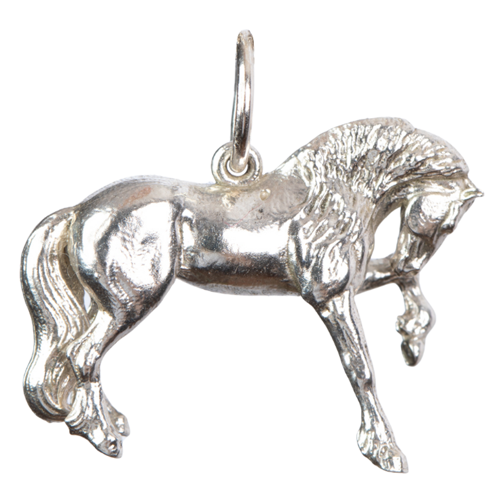 A stunning horse pendant charm in silver, perfect as horse jewelry.