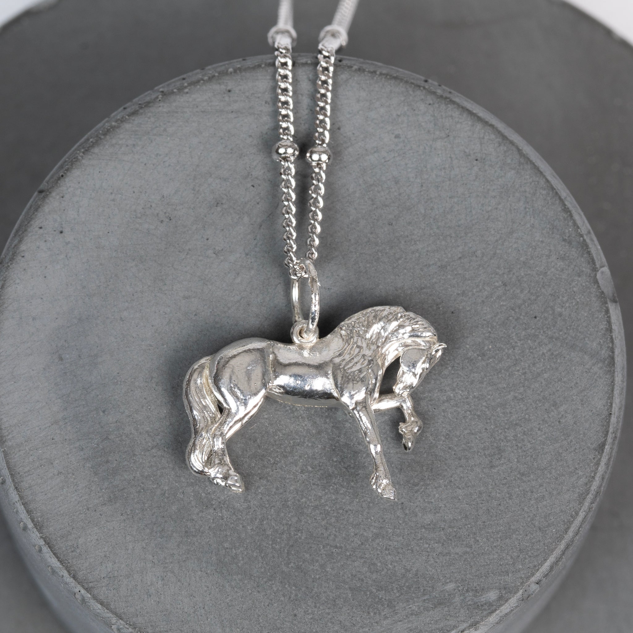 The Black King Friesian Horse Pendant in Gold