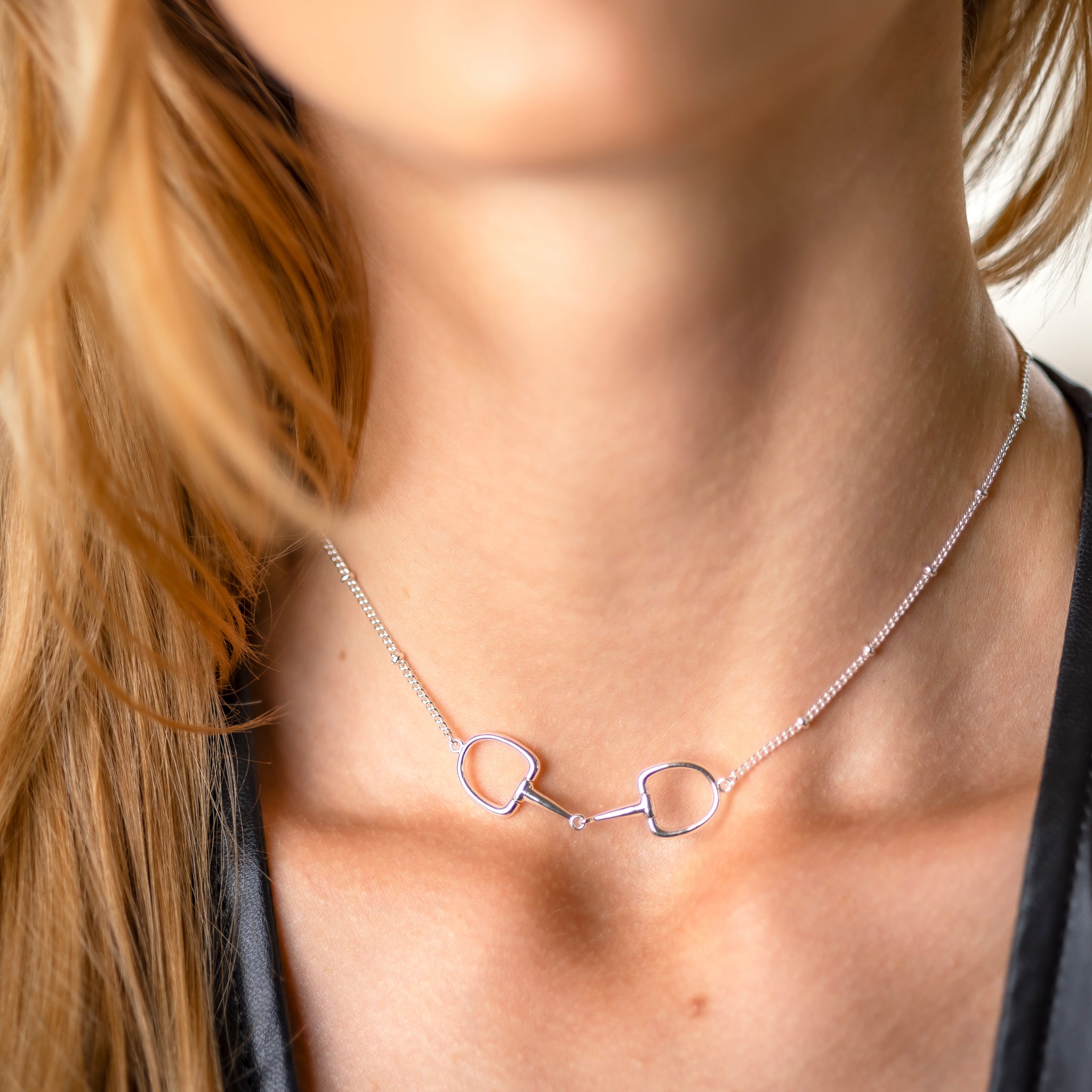 Solid Sterling Silver Snaffle Bit Necklace