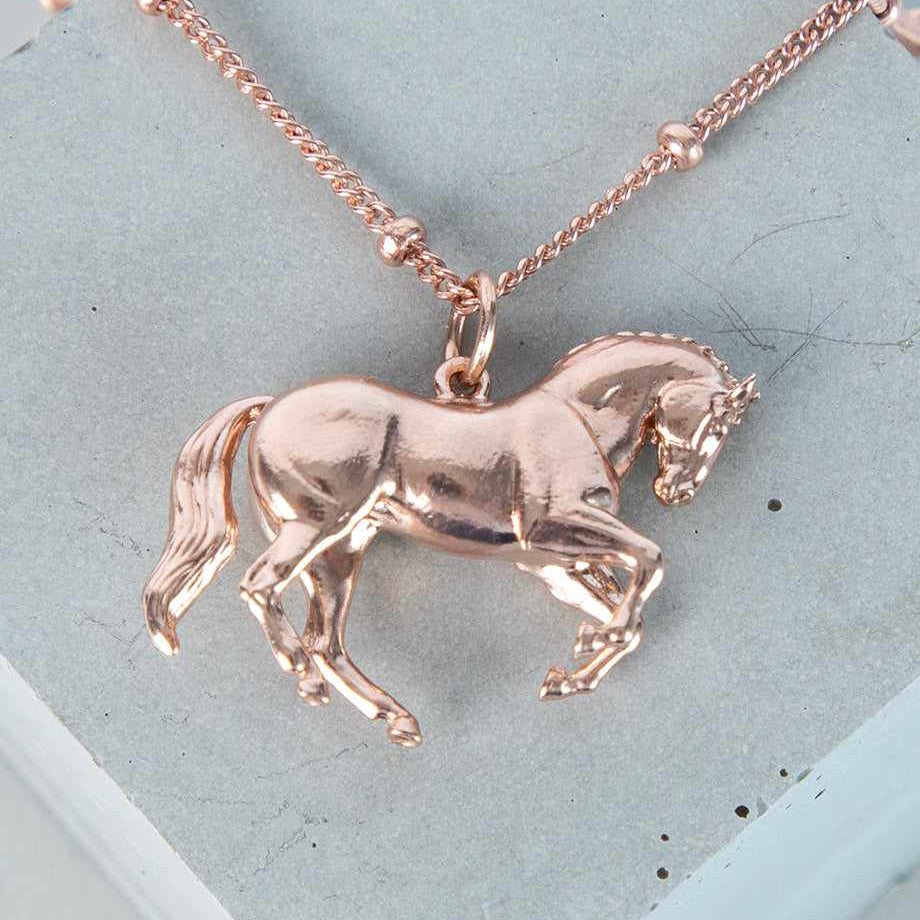 MINI ROSE GOLD VERMEIL HORSE PENDANT ON CHAIN
