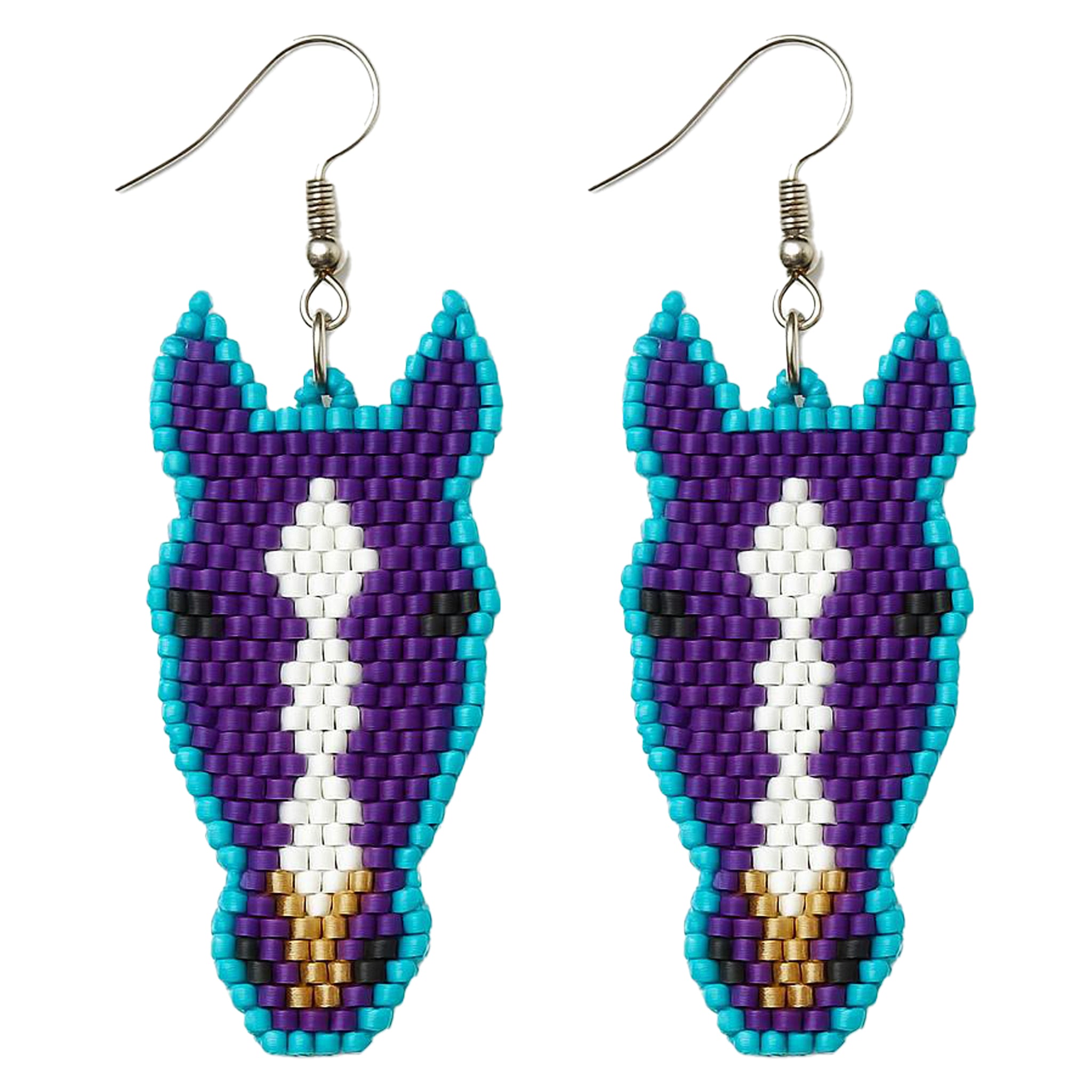 PURPLE AND BLUE BEADED HORSES