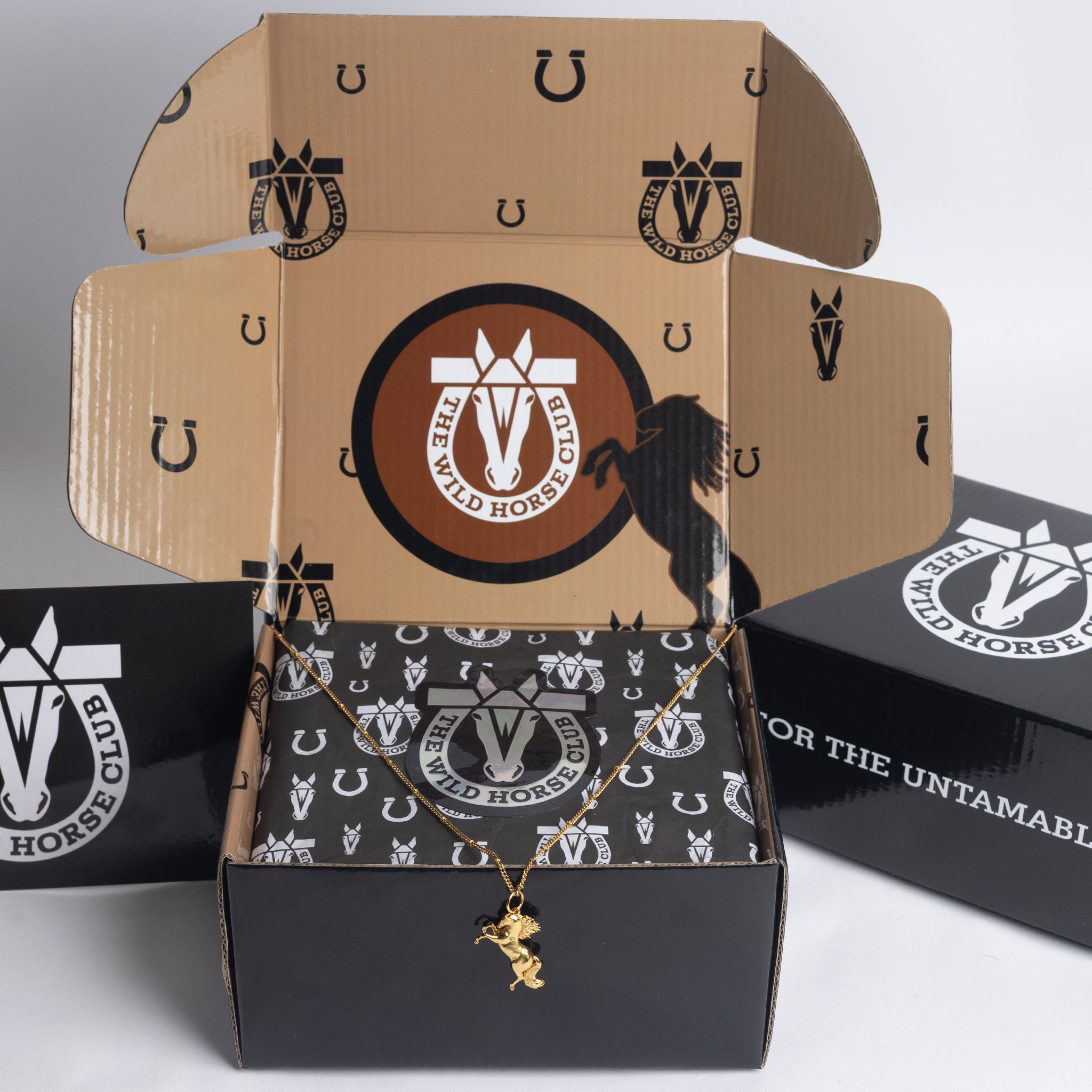 The Wild Flame Rearing Gold Horse Pendant